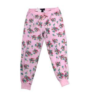 SHABBY CHIC DITSY FLORAL FUZZY PAJAMA LOUNGE PANTS PINK SIZE XL